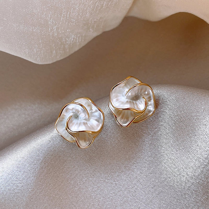 Wholesale Silver Needle Light Luxury Camellia Earrings Women's Cold Style Earrings