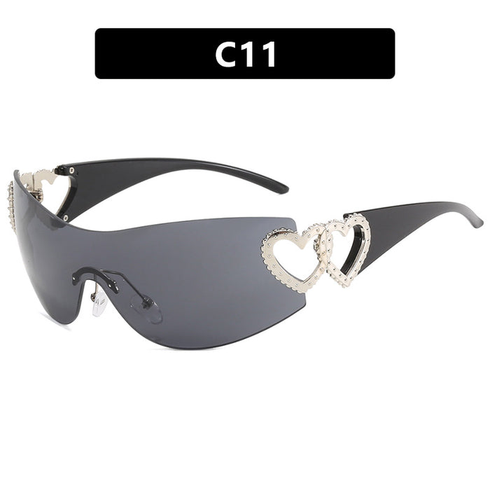 Wholesale Love accessories, one-piece sunglasses, trendy sunglasses, integrated sunglasses