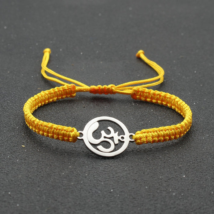 Wholesale  jewelry stainless steel round OM bracelet hand-woven adjustable hand rope