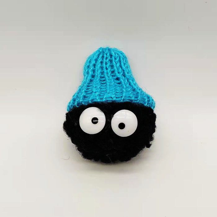 Wholesale Coal ball keychain plush pendant cartoon knitted DIY accessory