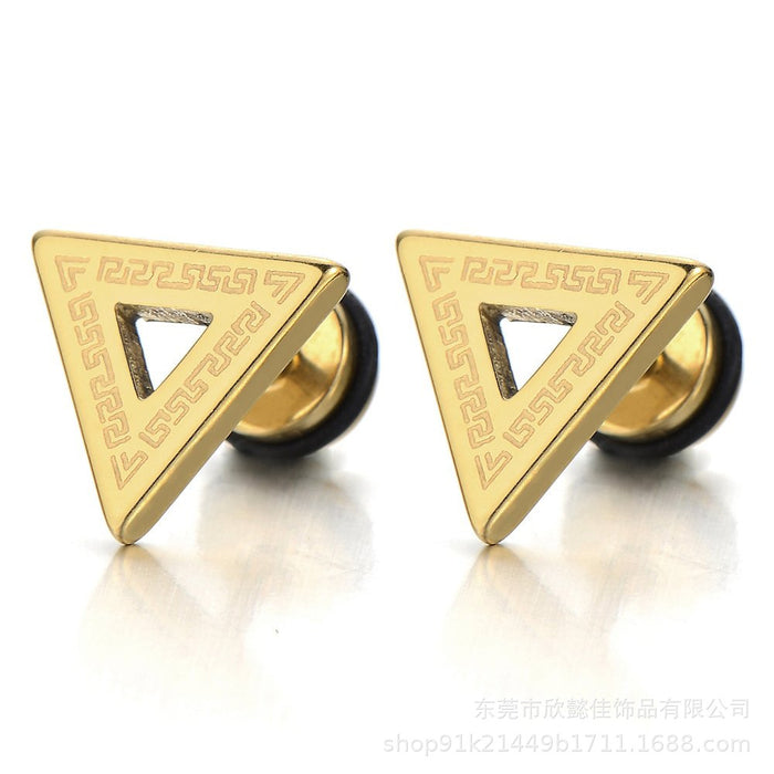 Wholesale Stainless steel triangular earrings screw in back