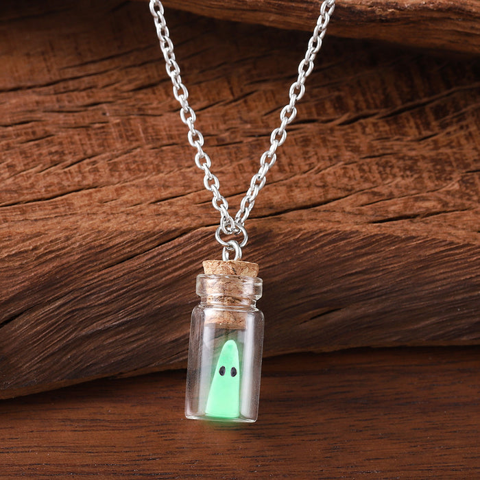 Wholesale  luminous ghost small pendant earrings necklace for women Luminous ghost exquisite drift bottle