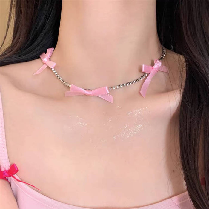 Wholesale Ribbon bow necklace, light luxury, niche collarbone chain design, high-end necklace