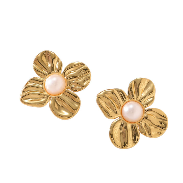 Wholesale Versatile and sophisticated titanium steel flower earrings