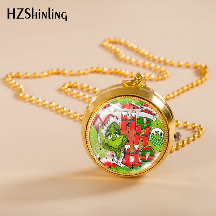 Wholesale Alloy Christmas Monster Grinch Rotating Pocket Watch JDC-PH-XiangL002