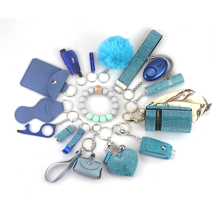 Wholesale Multifunctional Leather Pom Pom Keychain Diamond 15-piece Set JDC-KC-TouMS047