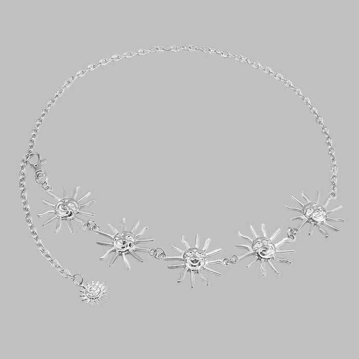 Wholesale Adjustable metal sunflower waist chain for women