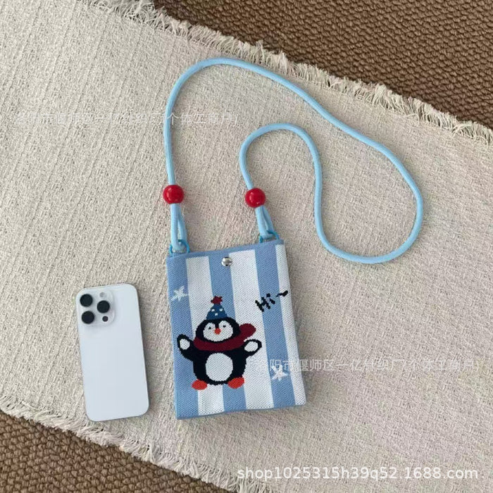Wholesale Knitted Crossbody Bag with Rope and Beads Cute Phone Purse MOQ≥3