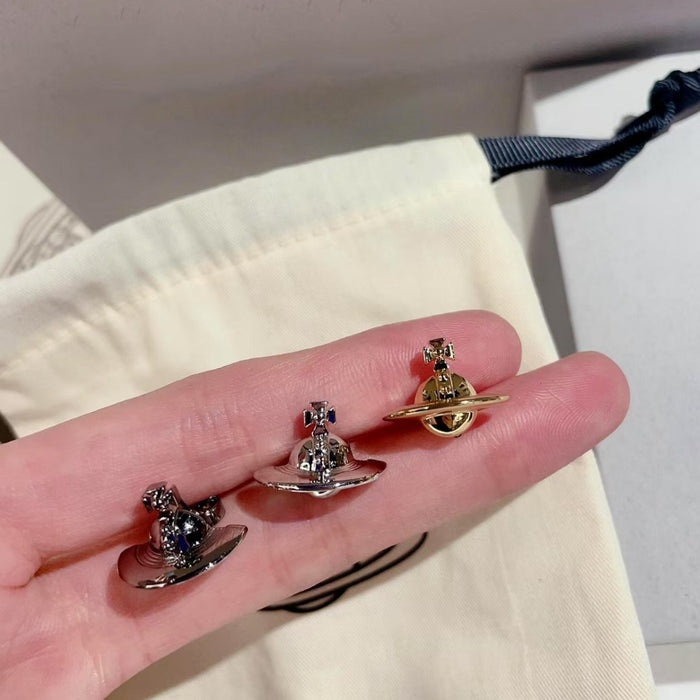Wholesale Semi-Glossy Three-Dimensional Planet Saturn Punk Earrings