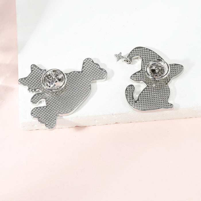 Wholesale Alloy Cat Brooch Pin Cute Candy Pumpkin Design Unisex Everyday Jewelry Accessory