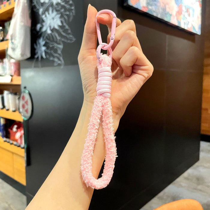 Wholesale Plush Braided Keychain with Colorful Tassel Fashion Phone Strap MOQ≥2