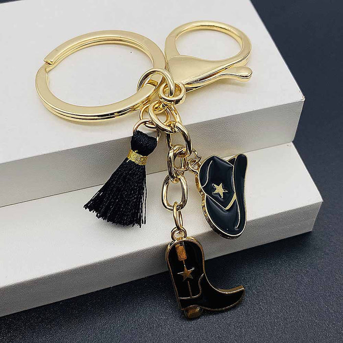 Wholesale Vintage denim-style alloy keychain