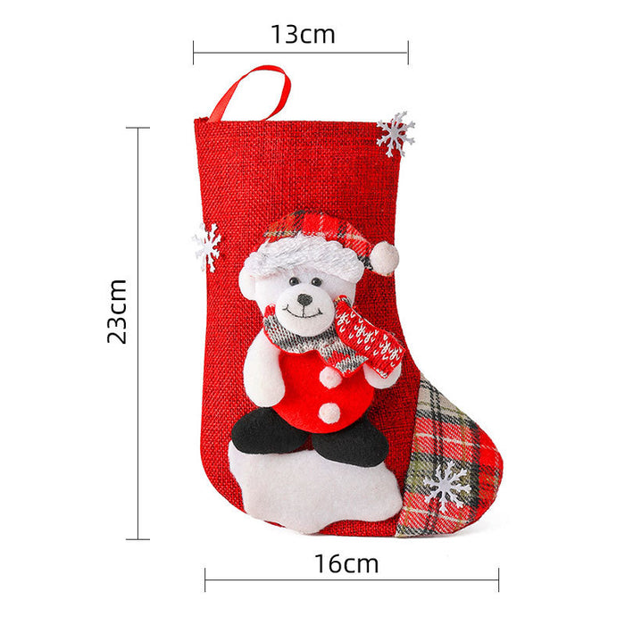 Wholesale Medium Linen Christmas Socks Christmas Decorations Christmas Gift Bags Gift Bags Christmas Hanging Socks