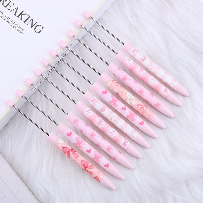 Wholesale DIY Butterfly Beaded Pen Cute Pink Ballpoint minimum quantity: 2