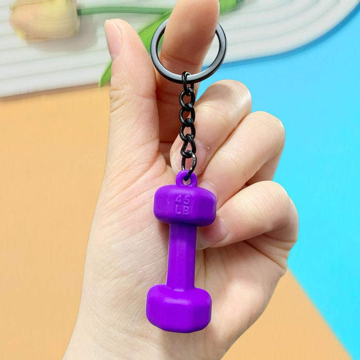 Wholesale Soft Rubber Dumbbell High-Value Sports Fitness Keychain
