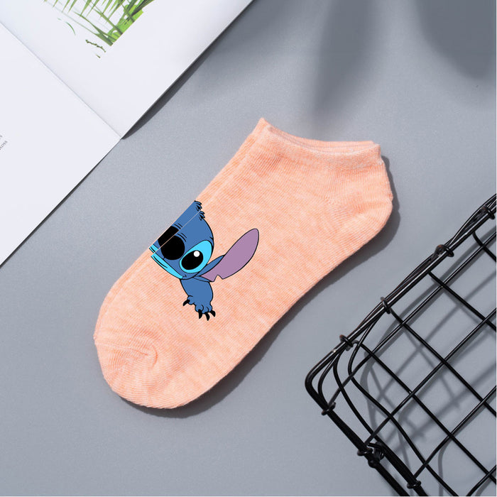 Wholesale Cartoon Simple Breathable Short Style Multi-color Cotton Crew Socks JDC-SK-WuDM001