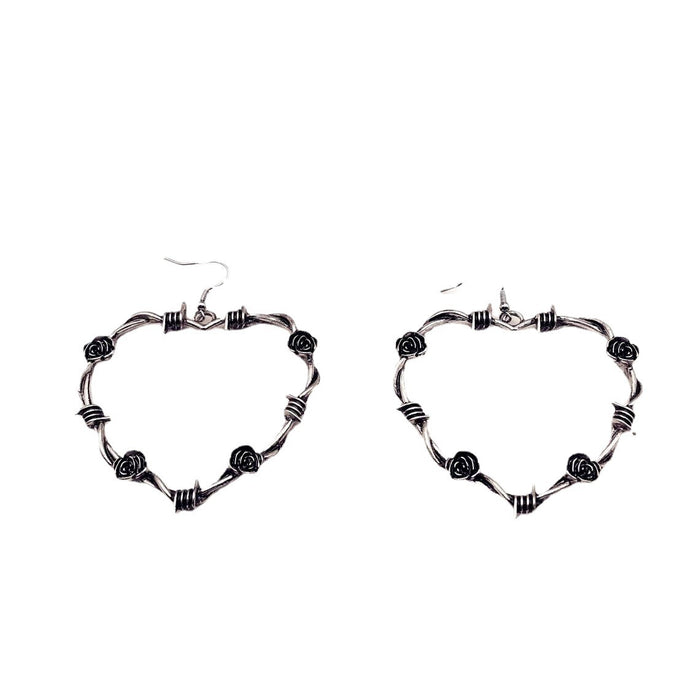 Wholesale Vintage Thorn Rose Heart Earrings JDC-NS-FuSu007