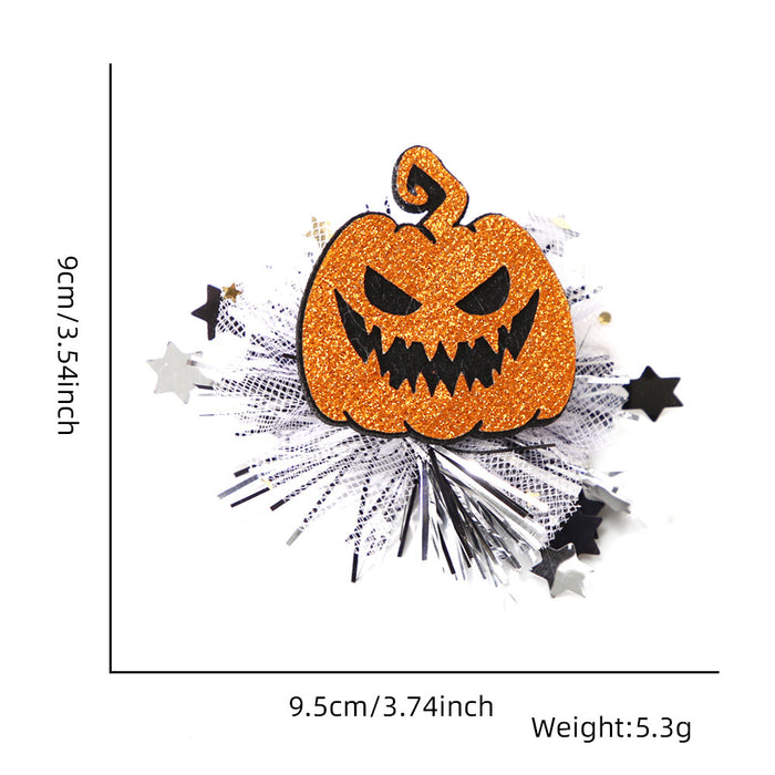 Wholesale Halloween Party Hairpin Headwear Adult Children Ghost Festival Ghost Pumpkin Ghost Mesh Side Clip Hairpin