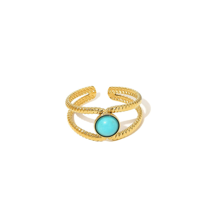 Wholesale Stainless Steel Gold Turquoise Adjustable Rings
