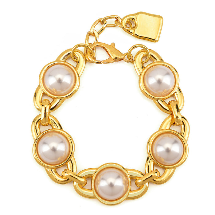 Wholesale Fashion Pearl Metal Pendant Necklace For Women Geometric Gold Chain Collarbone Jewelry Accessory