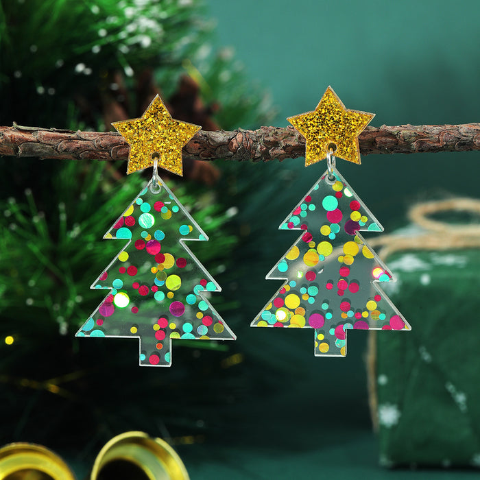 Wholesale Christmas tree earrings love acrylic earrings