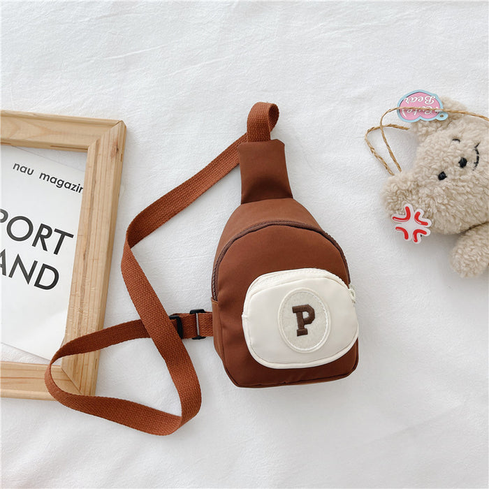 Wholesale Fashion letter crossbody small chest bag, contrasting color coin purse, baby outdoor accessory bag, children's bag