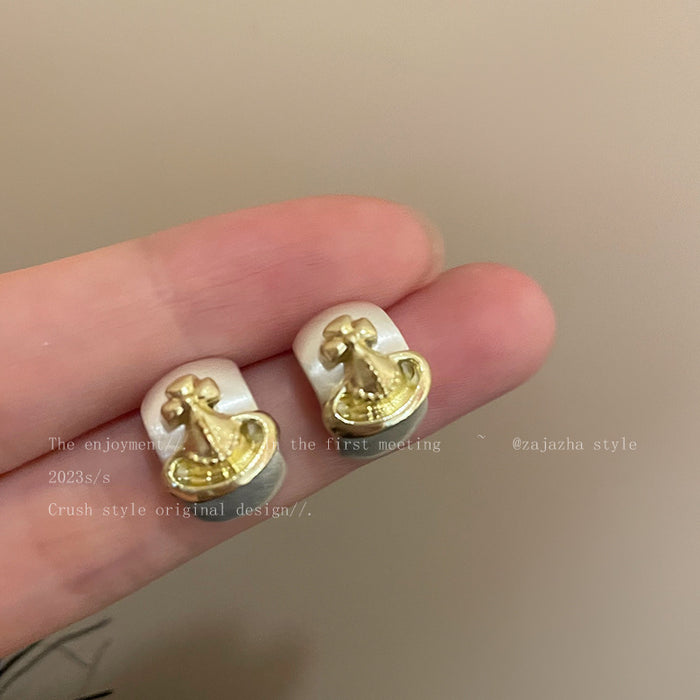 Wholesale Vintage Saturn Frosted Stud Earrings JDC-ES-AiShan006