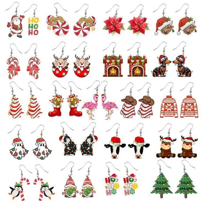 Wholesale Acrylic flat  earrings holiday ornaments animal cute earrings earrings