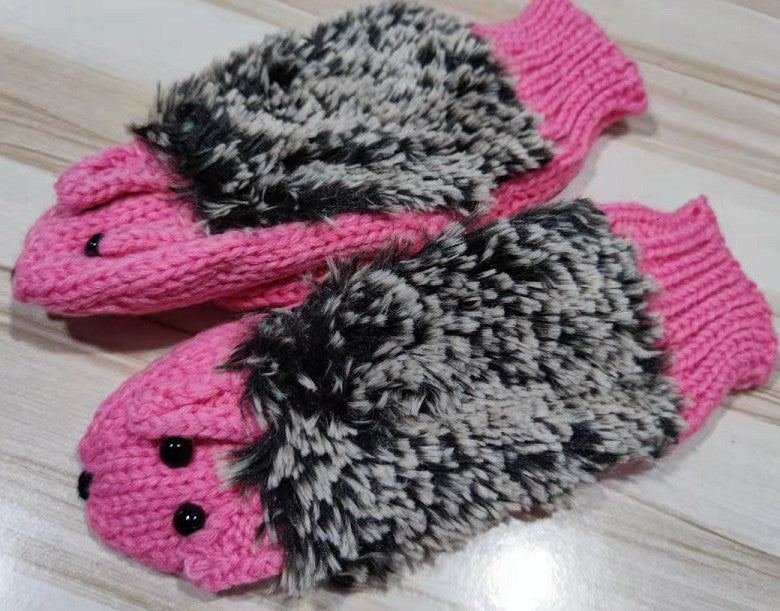 Wholesale Gloves Knitted Full Finger Cartoon Hedgehog JDC-GS-hlei003