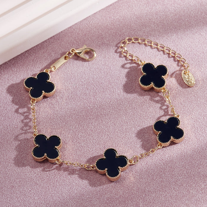 Wholesale four-leaf clover bracelet for women South Korea simple ins Five-Flower fritillary good luck four-leaf clover all-match bracelet chain