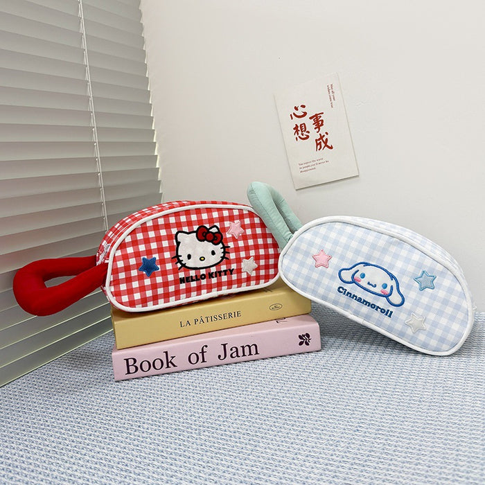 Wholesale Large Capacity Travel Makeup Bag with Plaid Pattern Portable Storage Pouch MOQ≥3