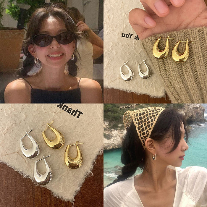 Wholesale Metal earrings with high-end feel, niche retro personality, simple and versatile temperament, earrings and earrings