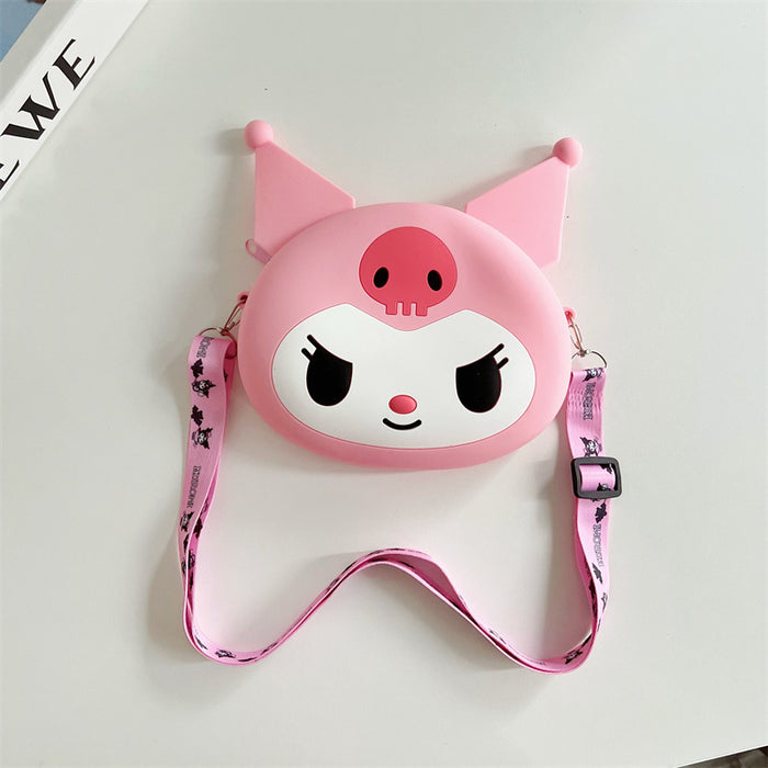 Wholesale  large wallet cartoon children's silicone bag  coin purse with lanyard