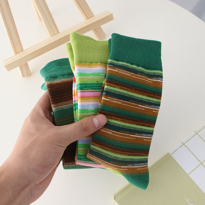 Wholesale Socks, mid length socks, cotton socks, striped color blocking, versatile