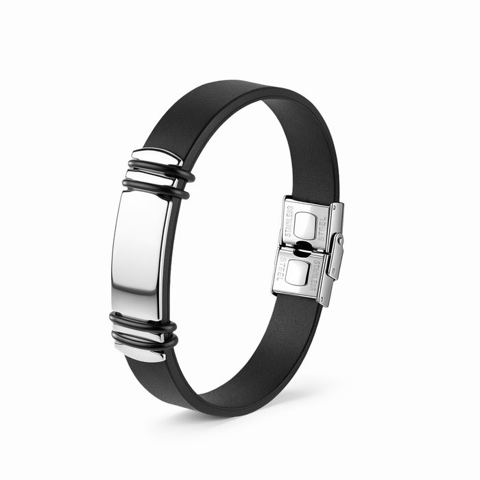 Wholesale Men' s Stainless Steel Buckle Silicone Wristband - Blank Engravable Jewelry Accessory Gift