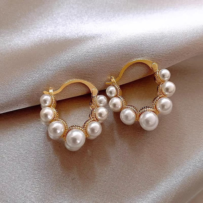 Wholesale Double-row pearl earrings ring