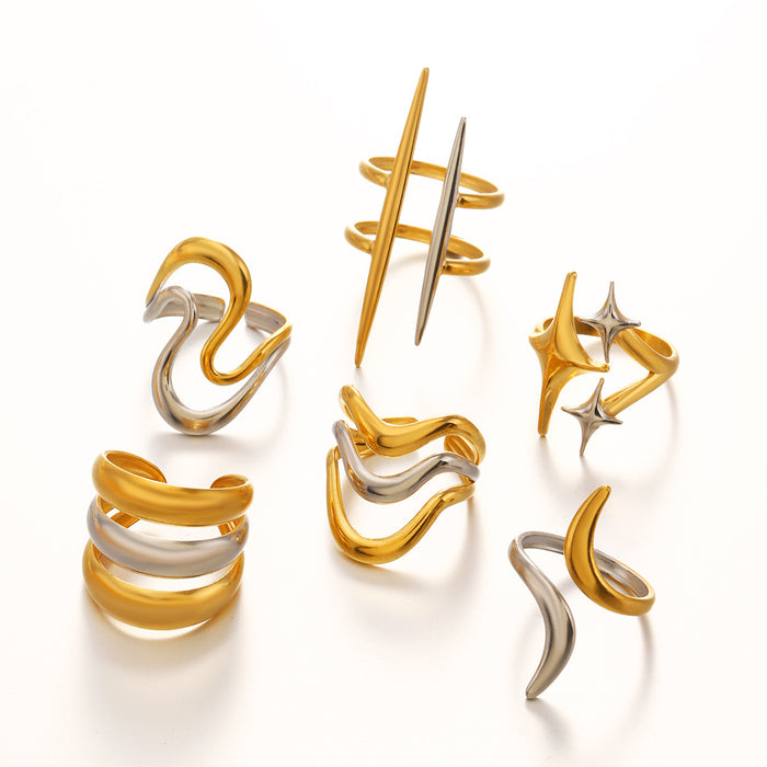 Wholesale Adjustable rings Stainless Steel Hip-Hop Gold Plated Rings for Women