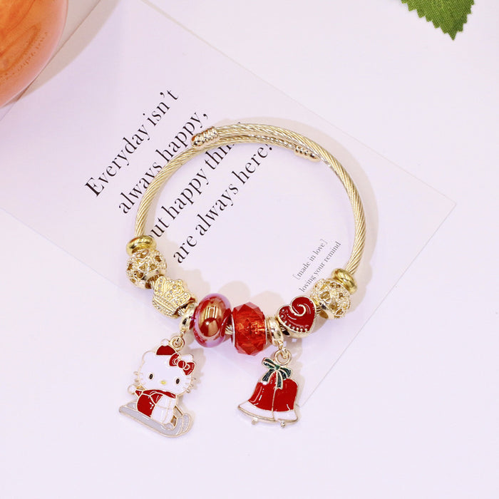 Wholesale Beaded Charm Bracelet Christmas Tree Cartoon Design MOQ≥2