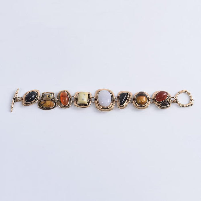 Wholesale Versatile Exquisite Necklace Bracelet Set Fashion Plain Circle Stone Bead Clavicle Chain