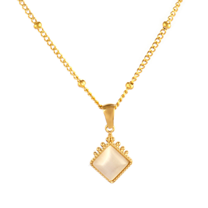 Wholesale Natural Stone Pendant Necklace Stainless Steel Turquoise Sun Pendant Clavicle Chain