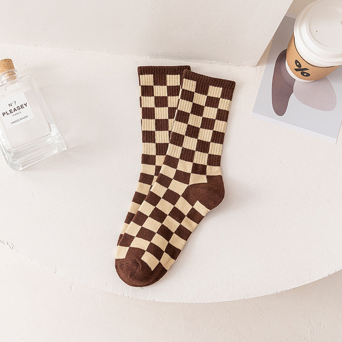 Wholesale Checkerboard Cotton Socks JDC-SK-JiaY017