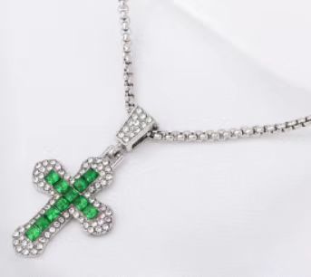 Wholesale Long necklace with Diamond-Accented Cross Pendant