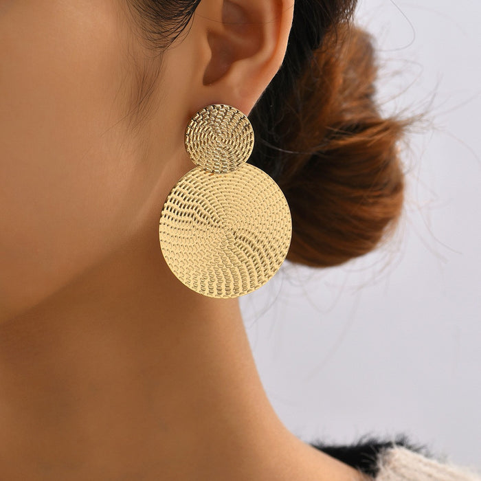 Wholesale Round Big Earrings Fashion Personality Temperament Metal Geometry Ear Stud