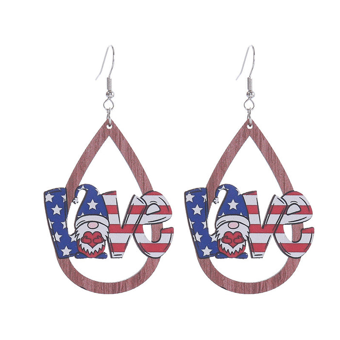 Wholesale Hollow Wooden Independence Day Earrings JDC-ES-ChouTteng017