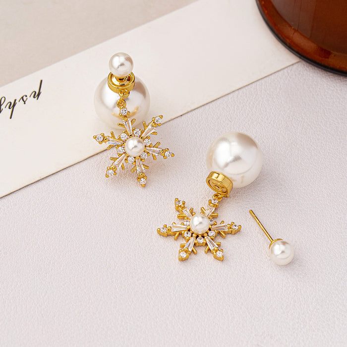 Wholesale Snowflake Pearl Earrings for Women