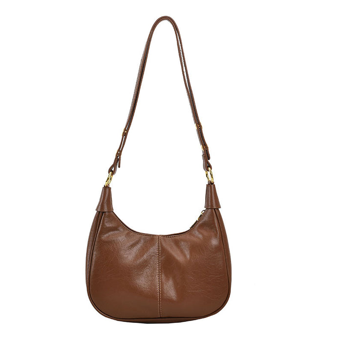 Wholesale Stylish Oil Wax Leather PU Crossbody Bag Urban Simplicity Dumpling Shape Gift