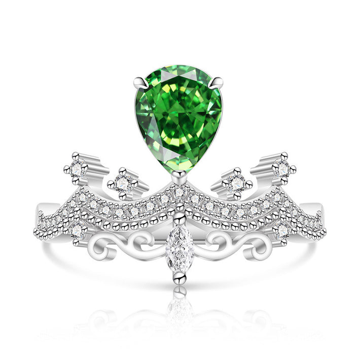 Wholesale Platinum-Plated Copper Geometric Adjustable Ice-Cut Crown Ring for Women