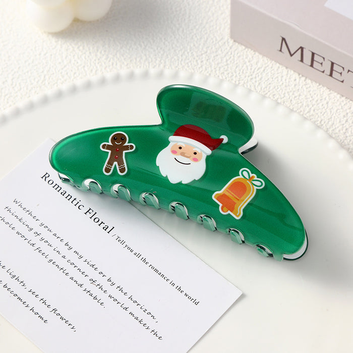Wholesale Christmas Acrylic Hair Claw Clips Santa Reindeer Snowflake Design Party Fashion Accessory