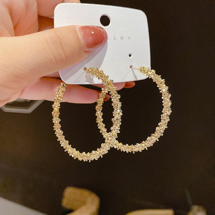 Wholesale  s925 Silver Needle  Ear Ring Super Fairy Metal Big Circle Trendy Earrings Women