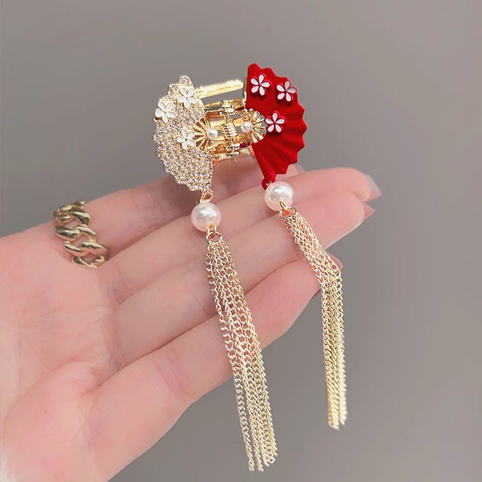Wholesale tassel grab clip red butterfly shark clip hairpin female shake hairpin